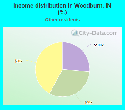 Income distribution in Woodburn, IN (%)