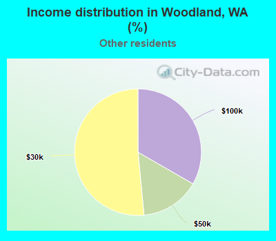Income distribution in Woodland, WA (%)
