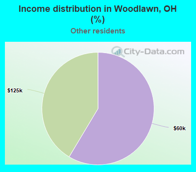 Income distribution in Woodlawn, OH (%)