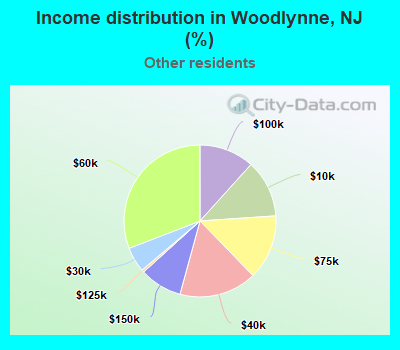 Income distribution in Woodlynne, NJ (%)
