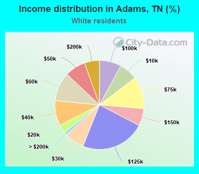 Income distribution in Adams, TN (%)
