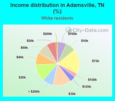 Income distribution in Adamsville, TN (%)