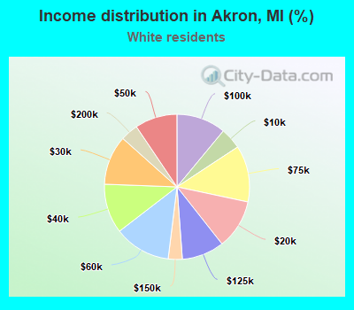 Income distribution in Akron, MI (%)