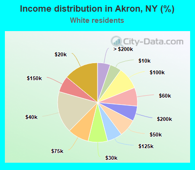 Income distribution in Akron, NY (%)