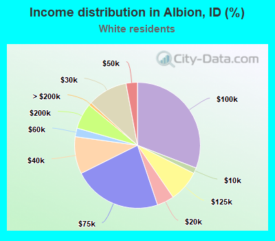 Income distribution in Albion, ID (%)
