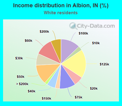 Income distribution in Albion, IN (%)