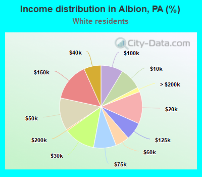 Income distribution in Albion, PA (%)