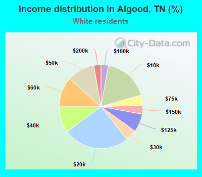 Income distribution in Algood, TN (%)