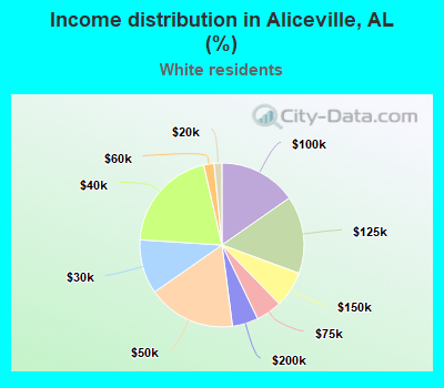 Income distribution in Aliceville, AL (%)