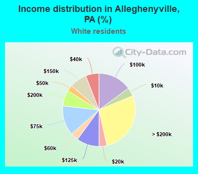 Income distribution in Alleghenyville, PA (%)
