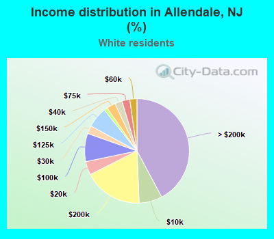 Income distribution in Allendale, NJ (%)