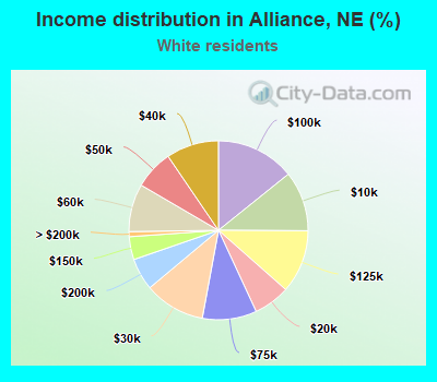 Income distribution in Alliance, NE (%)