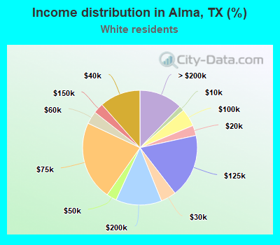 Income distribution in Alma, TX (%)