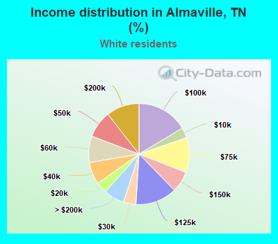 Income distribution in Almaville, TN (%)