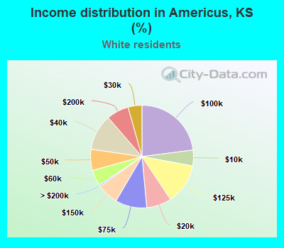 Income distribution in Americus, KS (%)