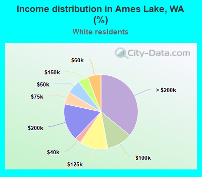Income distribution in Ames Lake, WA (%)