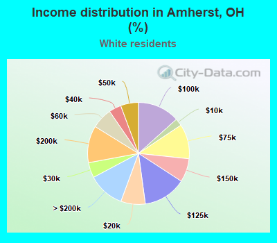 Income distribution in Amherst, OH (%)