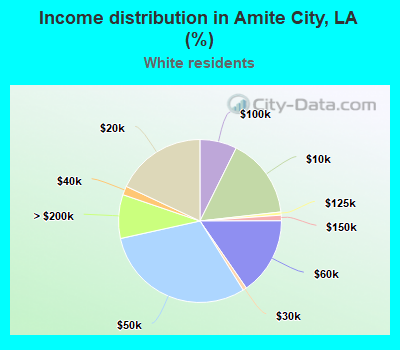 Income distribution in Amite City, LA (%)