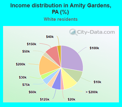 Income distribution in Amity Gardens, PA (%)