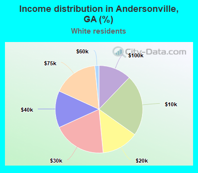 Income distribution in Andersonville, GA (%)