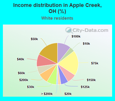 Income distribution in Apple Creek, OH (%)