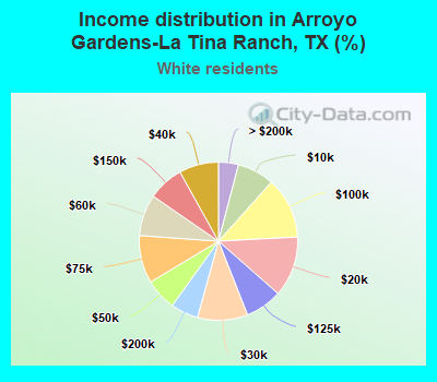Income distribution in Arroyo Gardens-La Tina Ranch, TX (%)