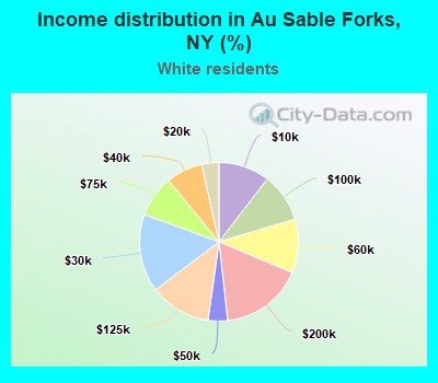 Income distribution in Au Sable Forks, NY (%)