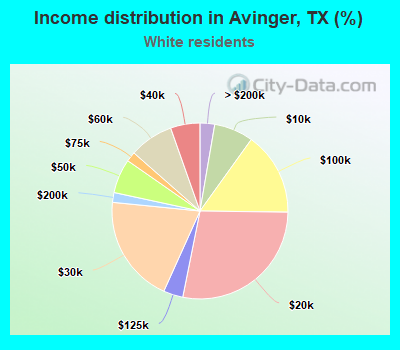 Income distribution in Avinger, TX (%)