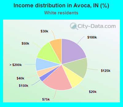 Income distribution in Avoca, IN (%)
