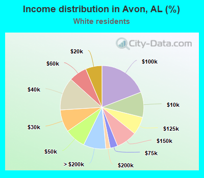 Income distribution in Avon, AL (%)