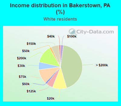 Income distribution in Bakerstown, PA (%)