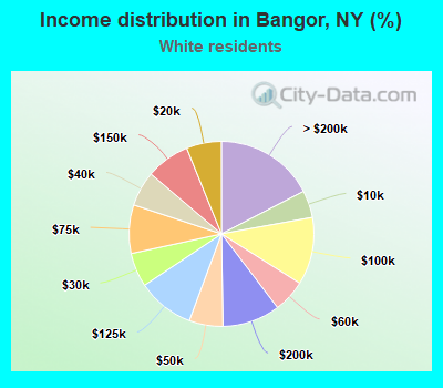 Income distribution in Bangor, NY (%)