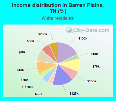 Income distribution in Barren Plains, TN (%)