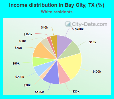 Income distribution in Bay City, TX (%)