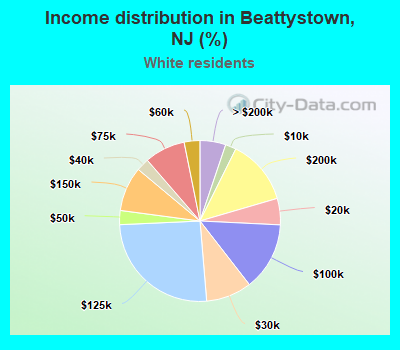 Income distribution in Beattystown, NJ (%)