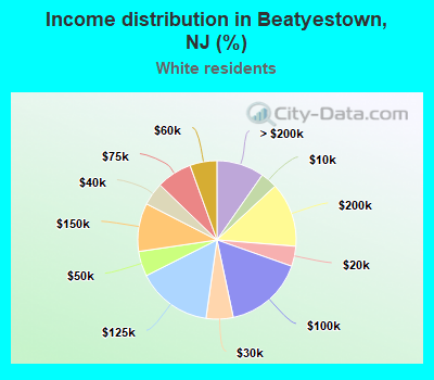 Income distribution in Beatyestown, NJ (%)