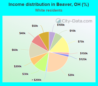 Income distribution in Beaver, OH (%)