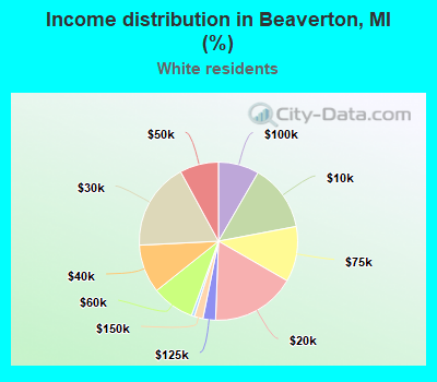 Income distribution in Beaverton, MI (%)
