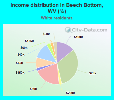 Income distribution in Beech Bottom, WV (%)