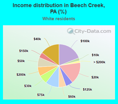Income distribution in Beech Creek, PA (%)