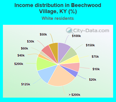 Income distribution in Beechwood Village, KY (%)