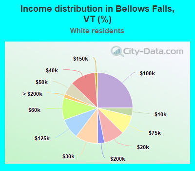 Income distribution in Bellows Falls, VT (%)