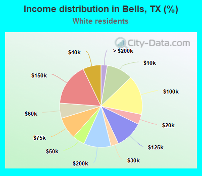 Income distribution in Bells, TX (%)
