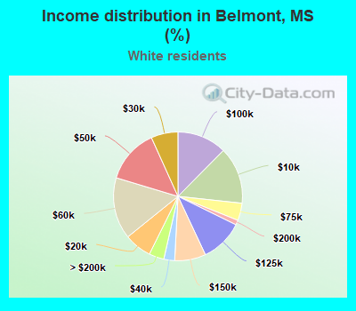 Income distribution in Belmont, MS (%)