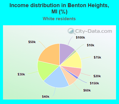 Income distribution in Benton Heights, MI (%)