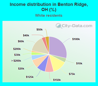 Income distribution in Benton Ridge, OH (%)