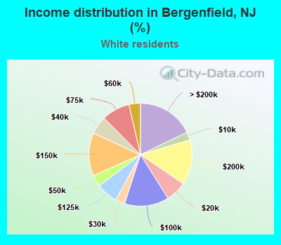 Income distribution in Bergenfield, NJ (%)