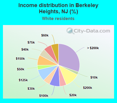 Income distribution in Berkeley Heights, NJ (%)