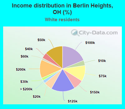 Income distribution in Berlin Heights, OH (%)