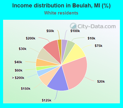 Income distribution in Beulah, MI (%)